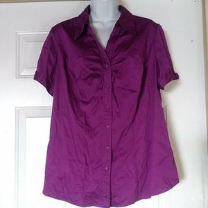 Lane Bryant Top Blouse Button up Plus Size 18 purple color